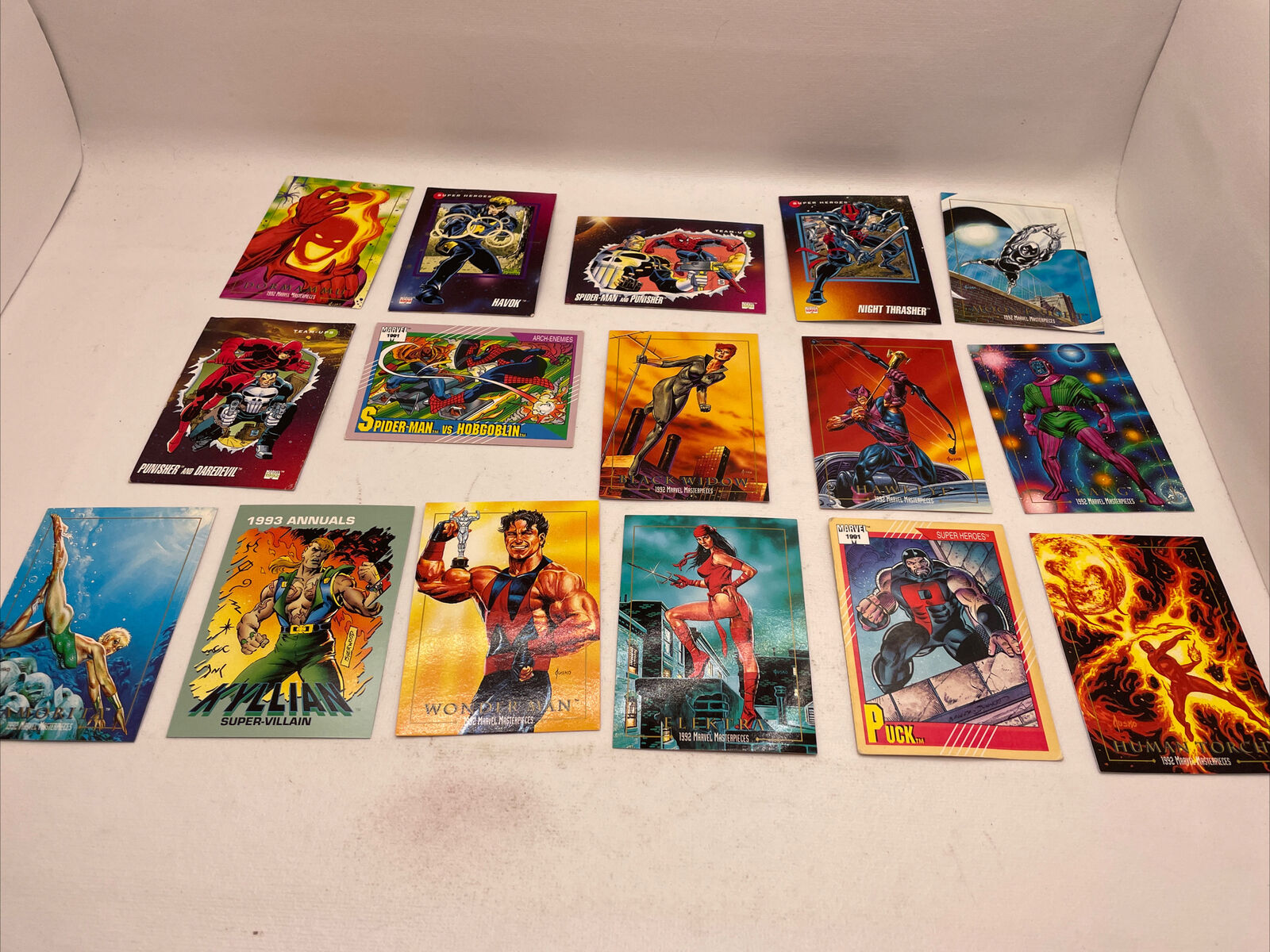 Marvel Masterpieces Lot Of 16 Cards 1991-1993 Various Conditions