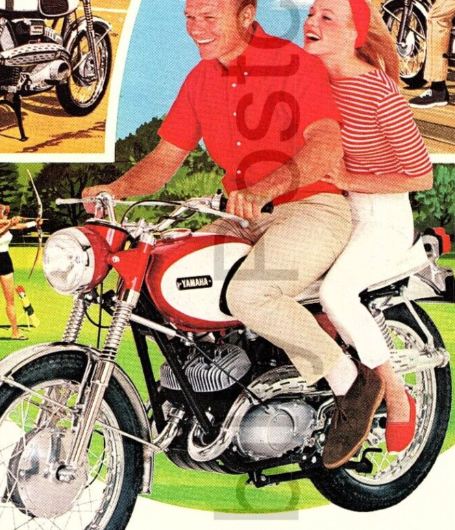 Vintage 1966 Yamaha Motorcycle Print Ad ~ The Big Bear Scrambler 8\