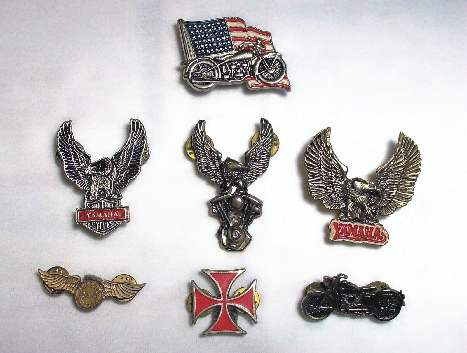 Set of Seven Motorcycle Biker Jacket Vest Pins