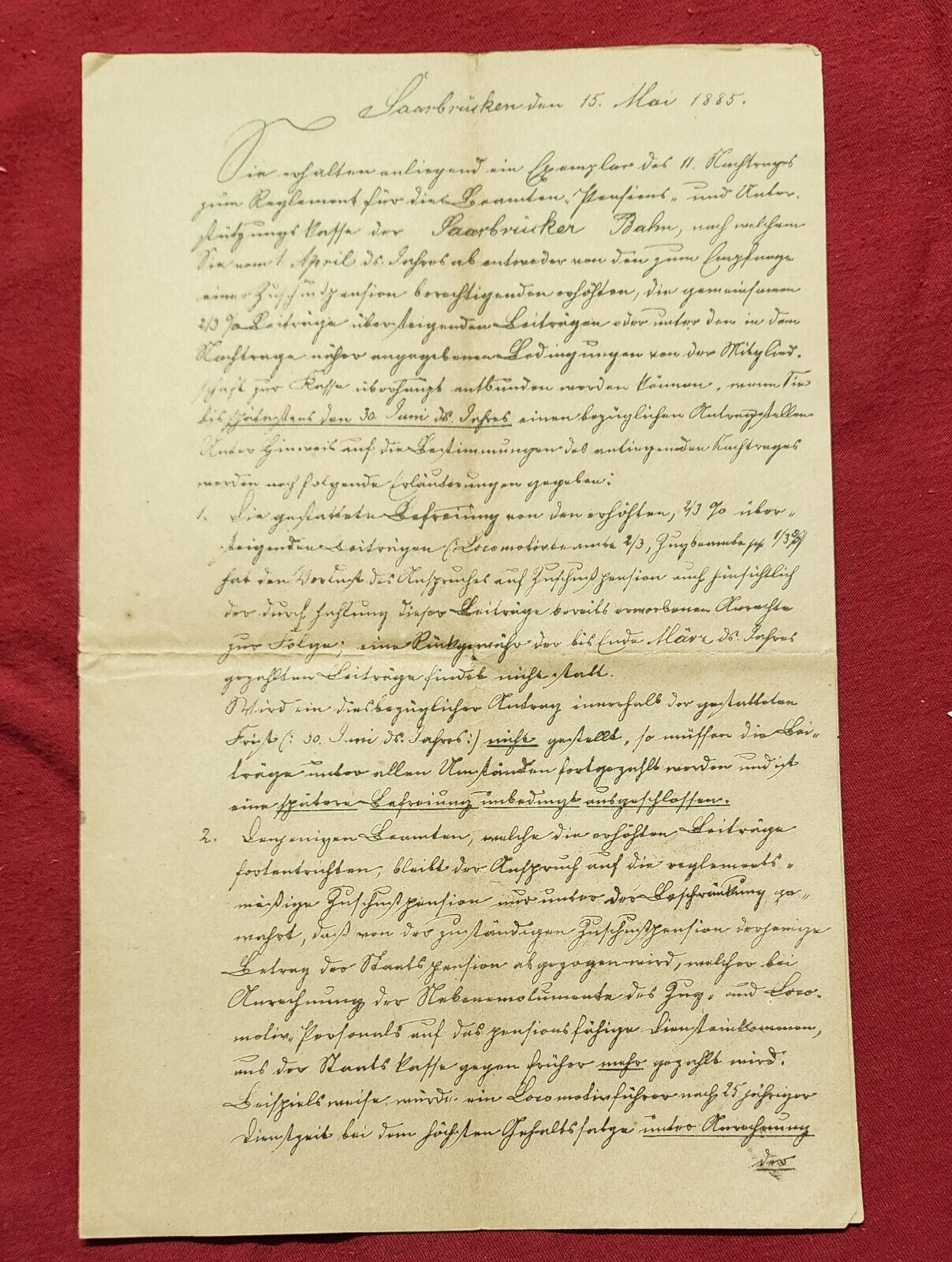 Antique German military paper letter document 1885 Saarbrucken