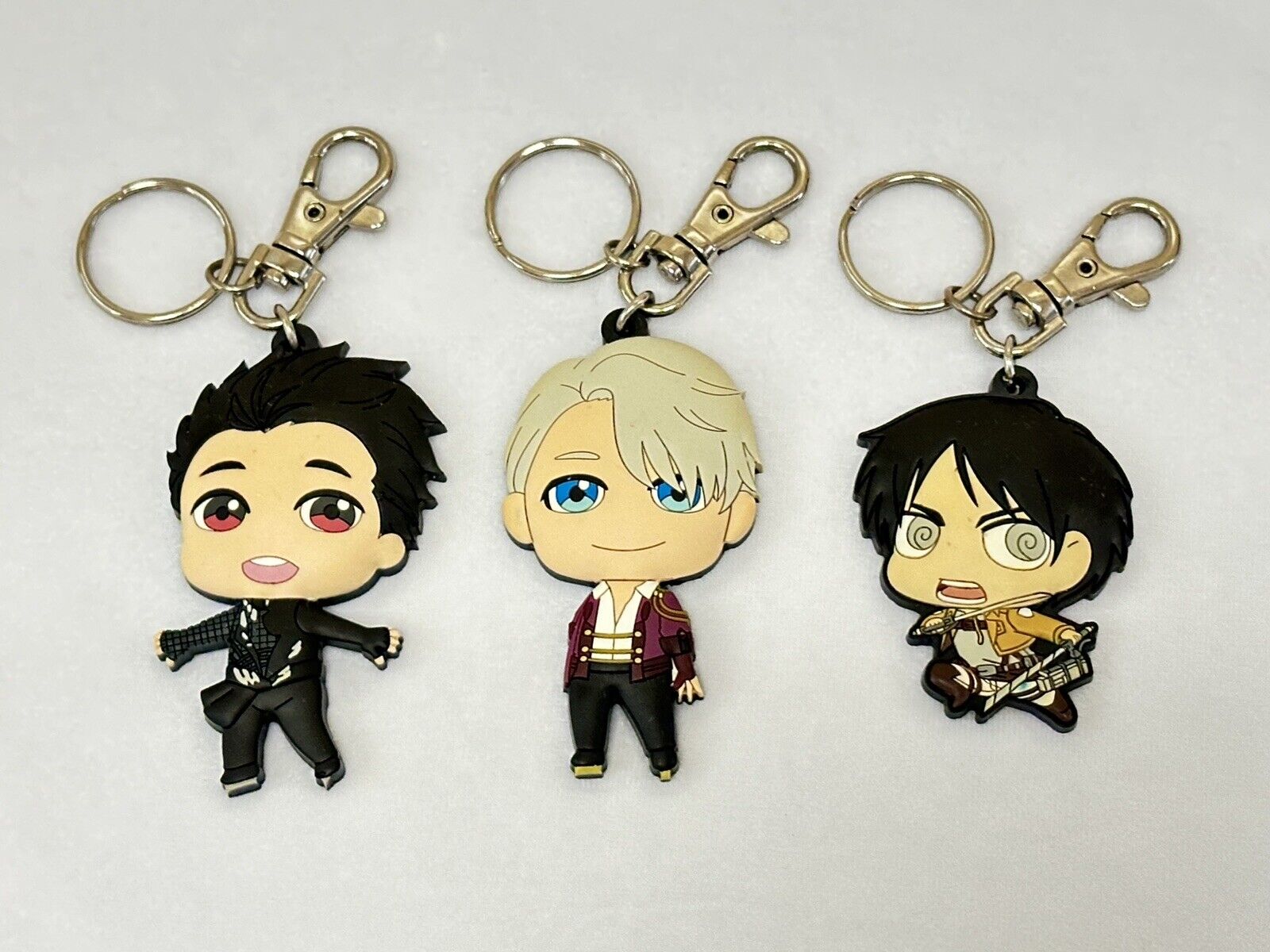 LOT OF 3 - Yuri On Ice SD PVC & Attack On Titan Official Licensed Key Chains