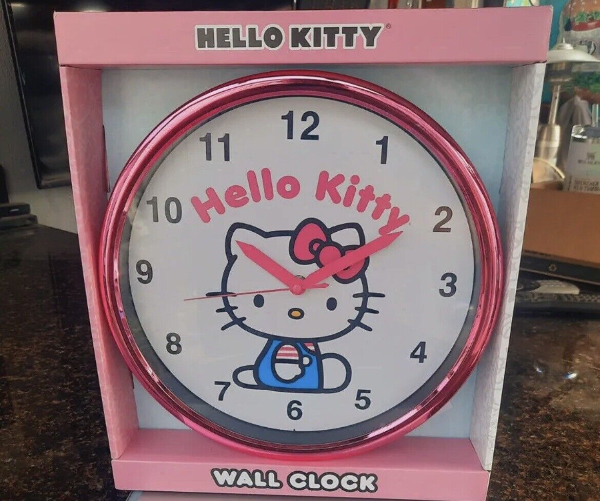NEW Sanrio Hello Kitty Wall Clock Large Pink Analog Display *RARE* Limited Neon