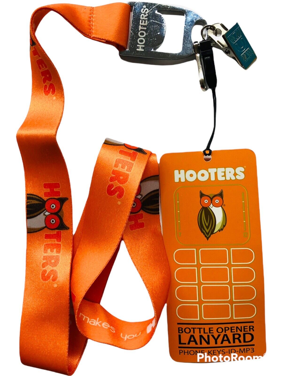 Hooters Lanyard Orange Logo Owl Nylon Phone Keys ID MP3 New with Tags Advertise