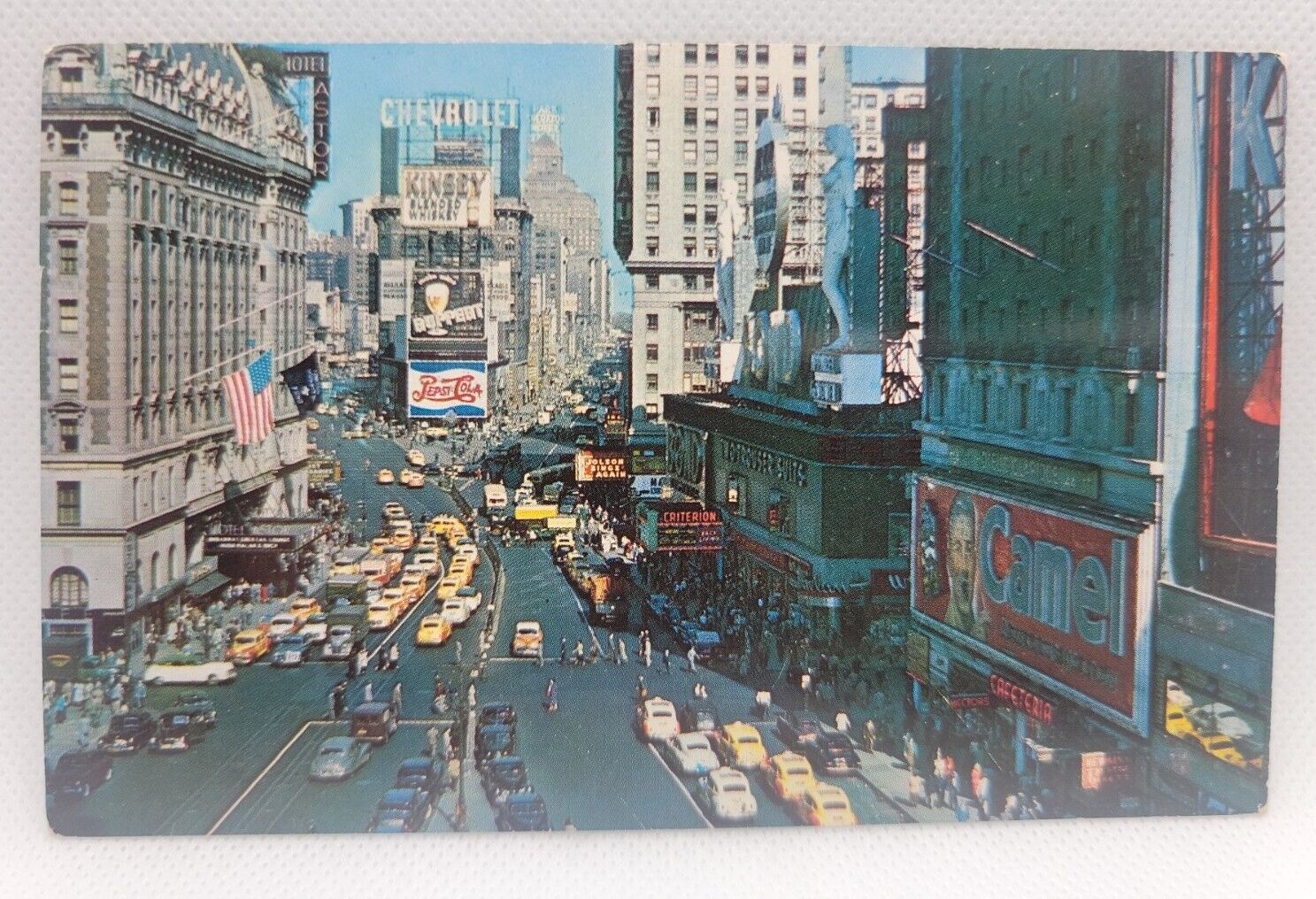 Vintage Postcard Times Square New York City Advertising Cars
