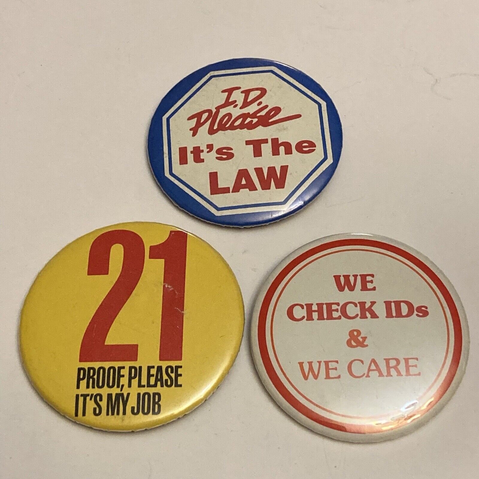 VTG Gas Station Pin Button Pinback We Check 21 Its The Law 1990s Lot Of 3