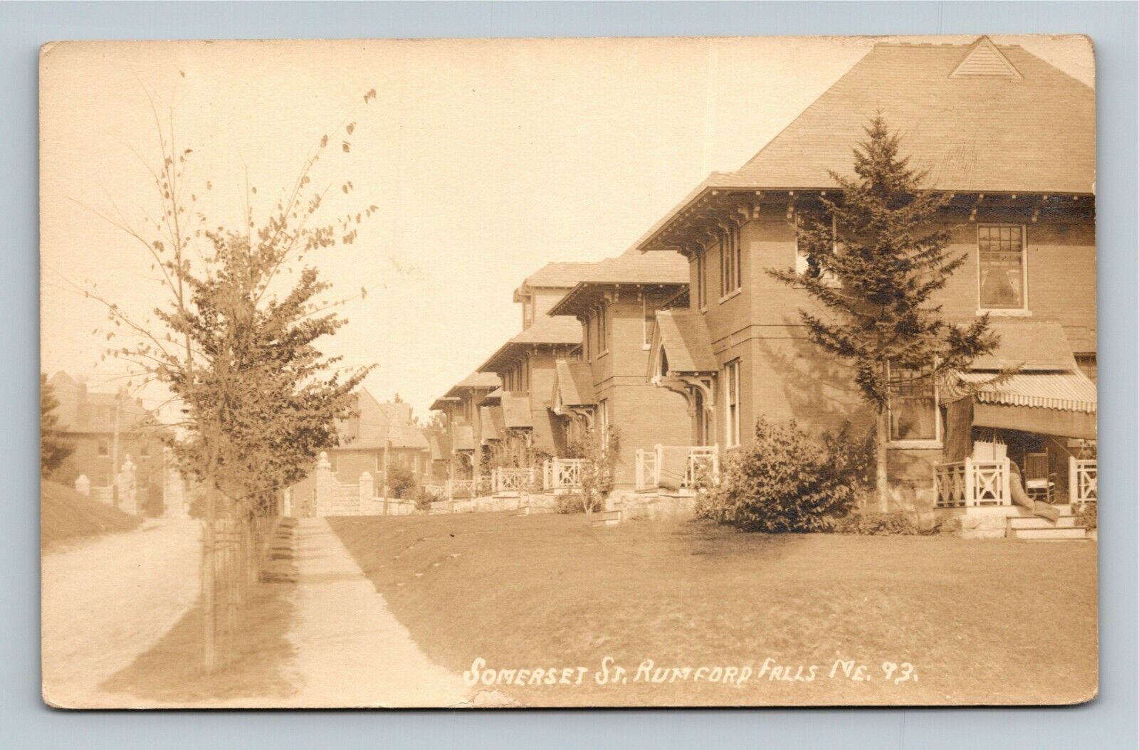 RPPC Rumford Falls ME-Maine, Somerset Street, Real Photo Vintage Postcard