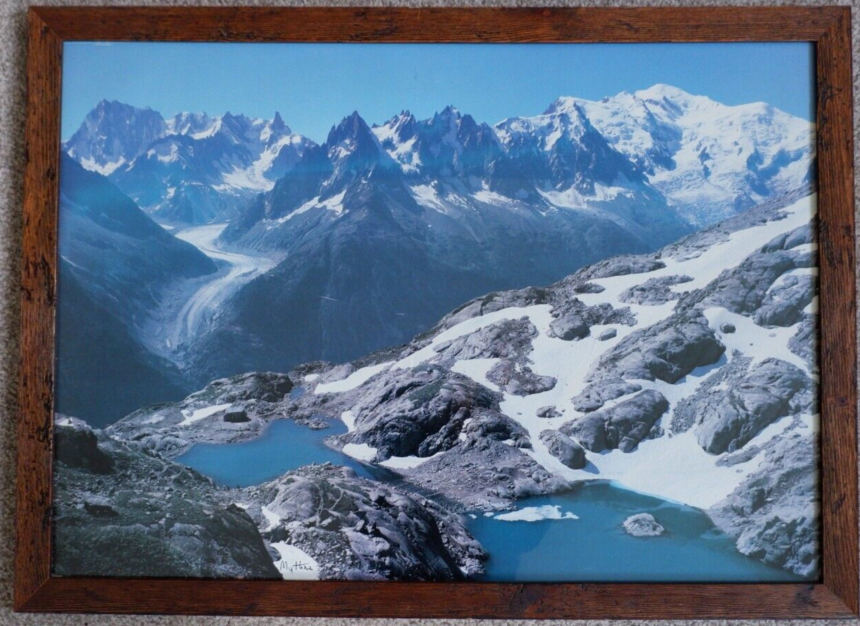 Fabulous Signed Vintage Mid Century Edition Mythra French Alps Photograph Framed