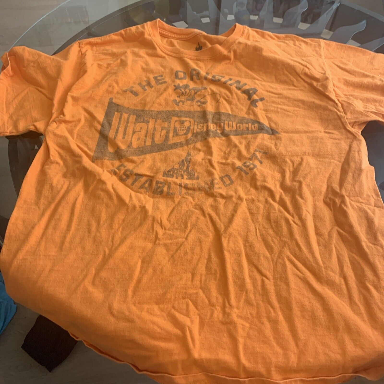 Vintage Walt Disney World Graphic Orange T Shirt Disney Parks Official Size L