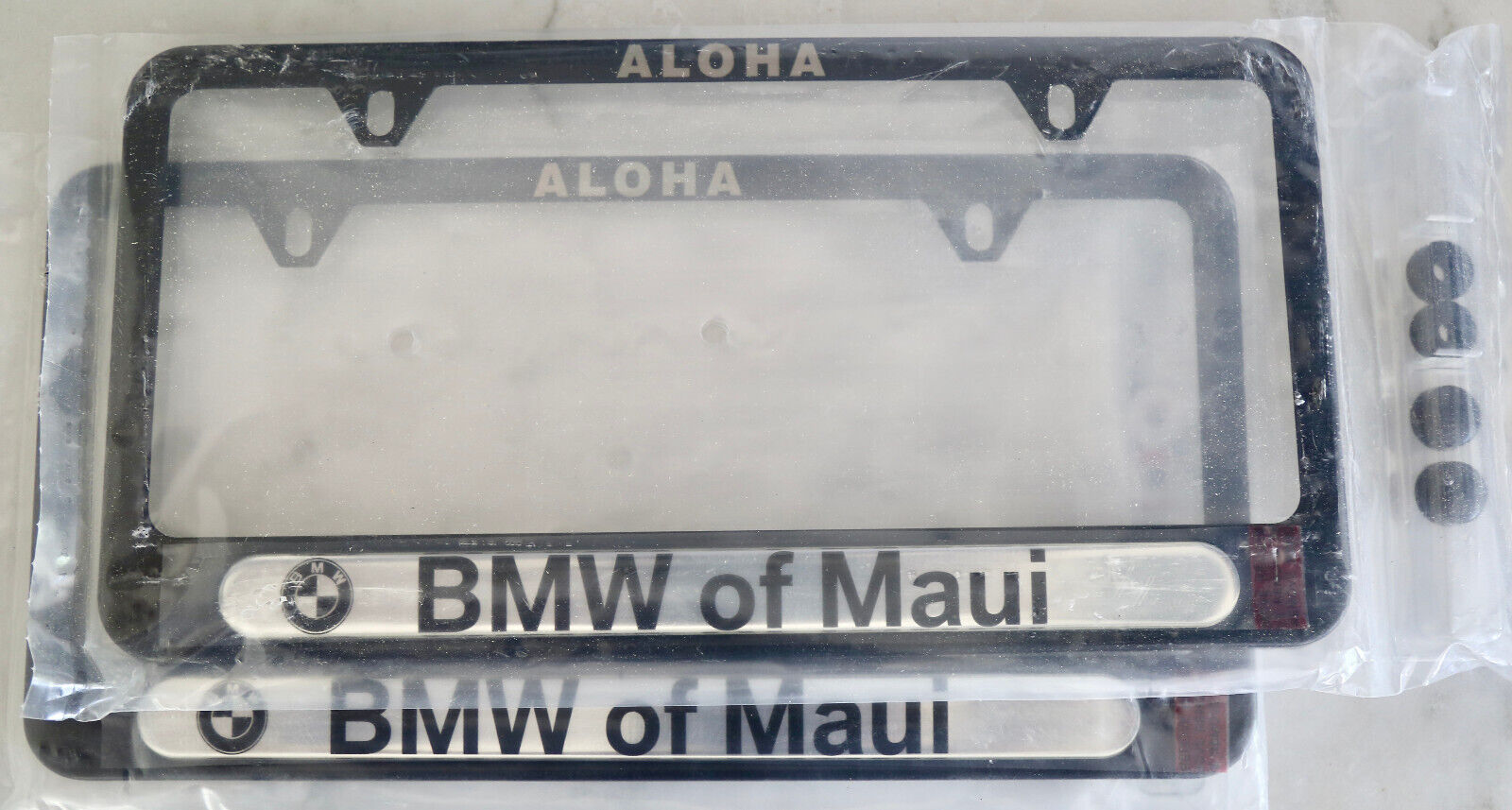 BMW Maui License Plate Frames (2) Metal New in Original Packaging