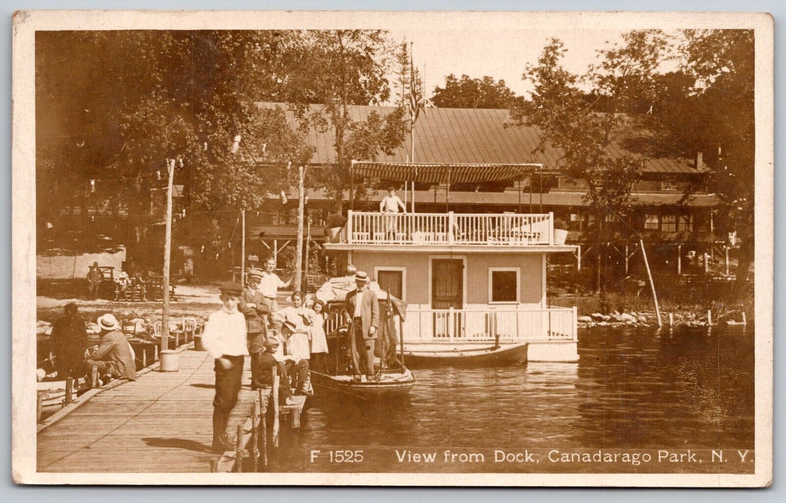 RPPC Postcard Canadarago Park View From Dock Canadarago Lake New York *A1789