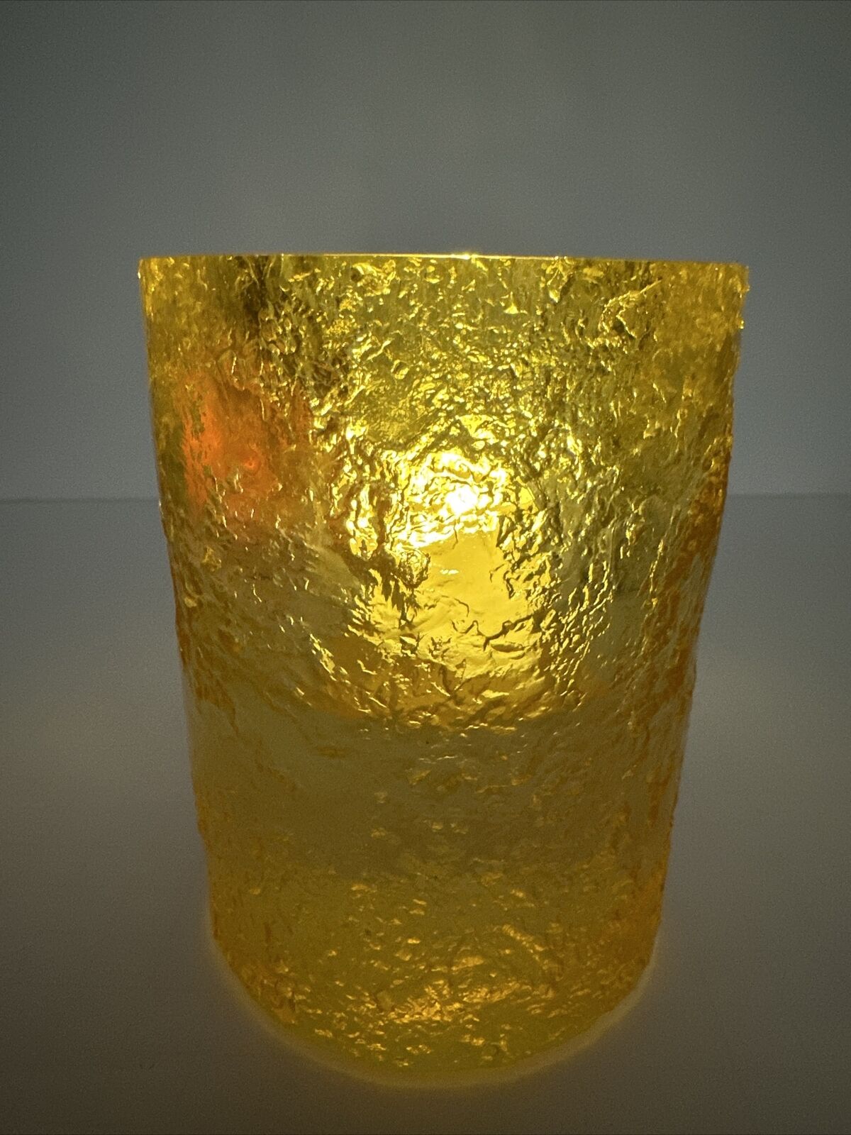 (1) Large Yellow Resin JI&O Candle Tealight Holder Textured Lucite Resin Vintage