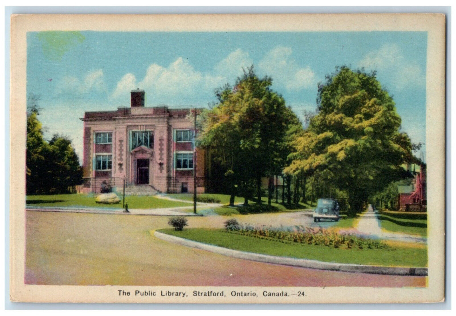 c1940\'s The Public Library Stratford Ontario Canada Antique Posted Postcard