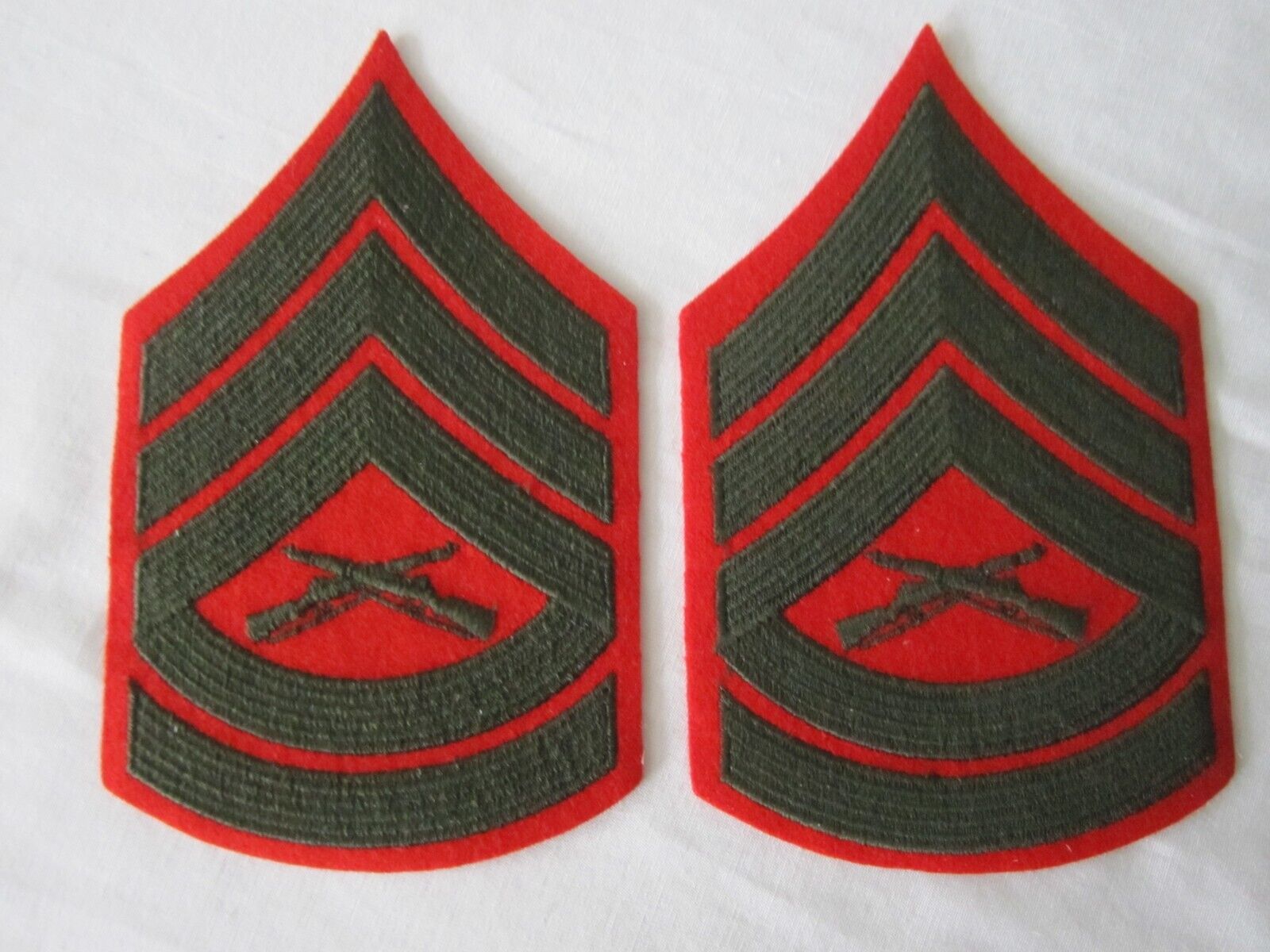 Double Pack USMC Dress Gunnery Sergeant E7 Rank Stripes No 735 Green On Red Wool