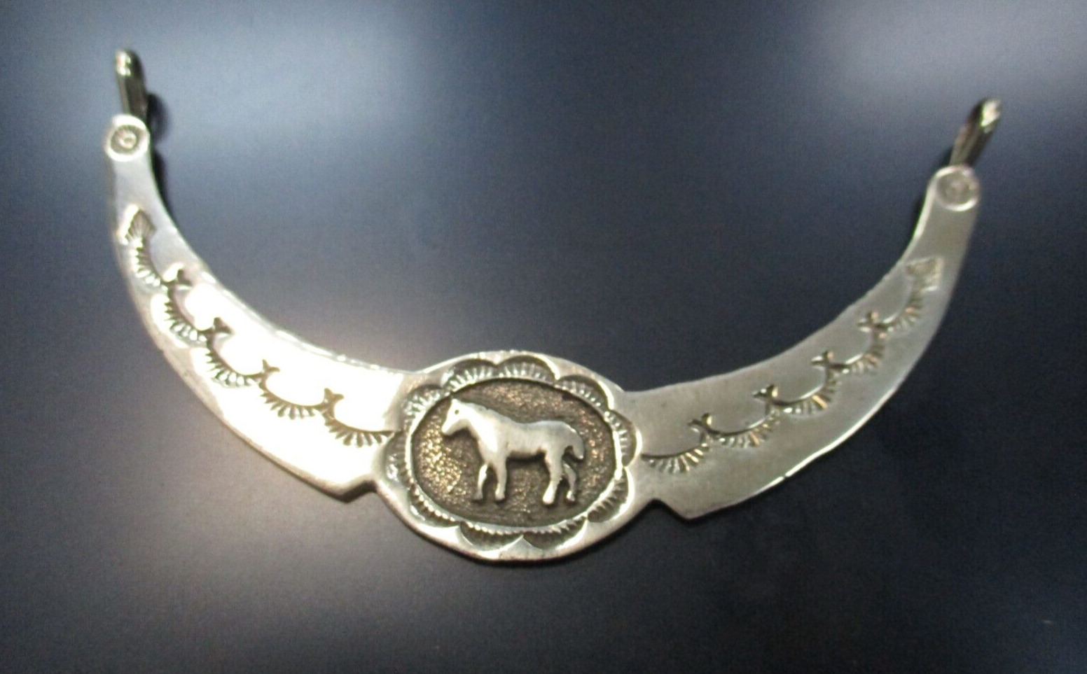 Native American Sterling Silver Panel Choker Necklace with Horse design