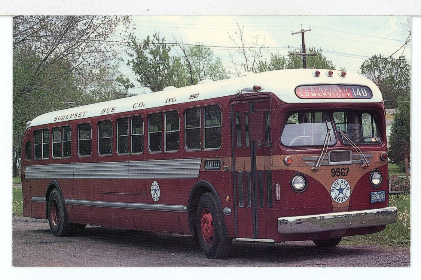 SOMERSET BUS LINES #9967, GM Model TDM 5108-105, 1980's Transportation Postcard