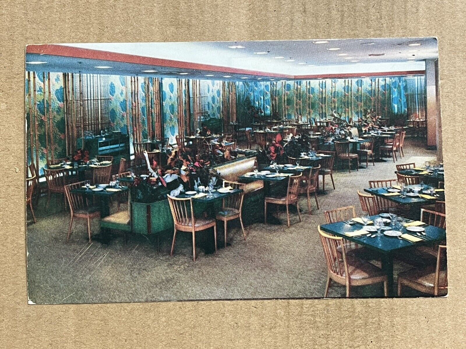 Postcard Miami FL Florida Burdine's Hibiscus Tea Room Restaurant Vintage PC