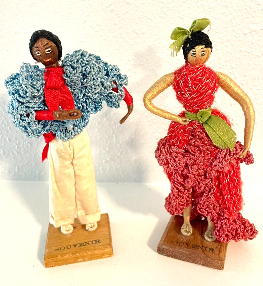 Set mid-Century Vintage Signed Handmade Cuban Flamenco Dancer Souvenir Dolls 6
