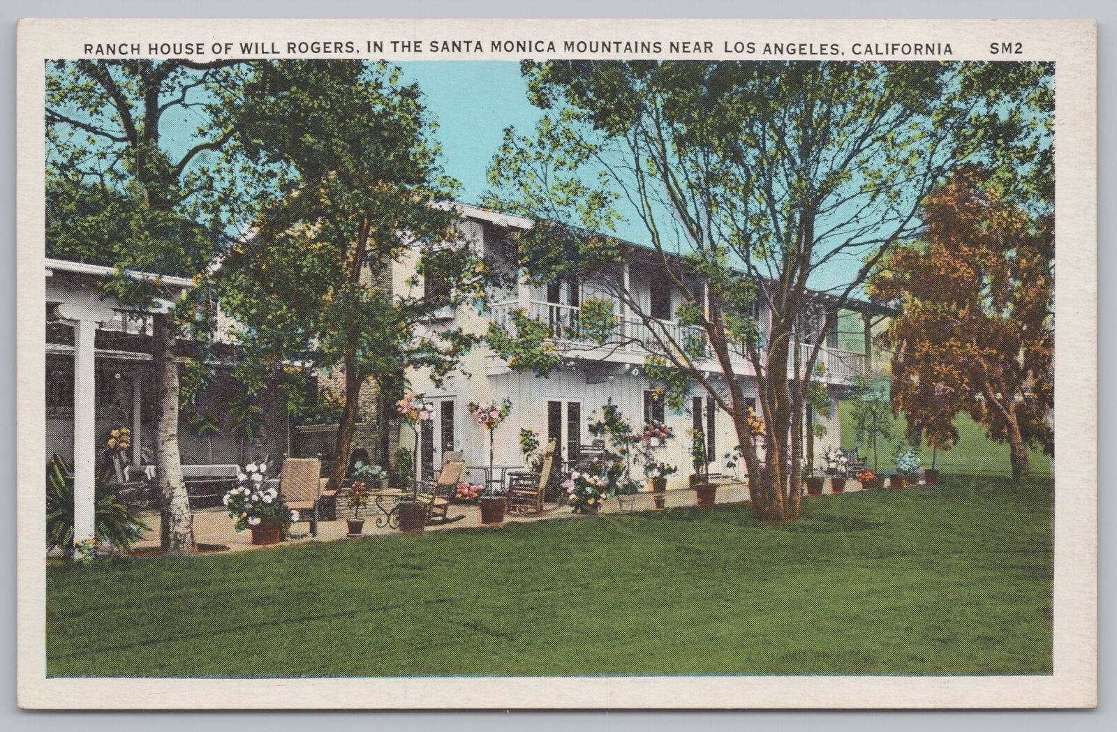 Los Angeles CA~Ranch House of Will Rogers Santa Monica Mts~Vintage Postcard