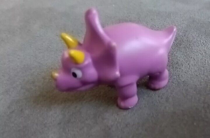 Adorable Tiny Triceratops Toy Pinky Yellow Purple Lilac Pink Dinosaur Figure 