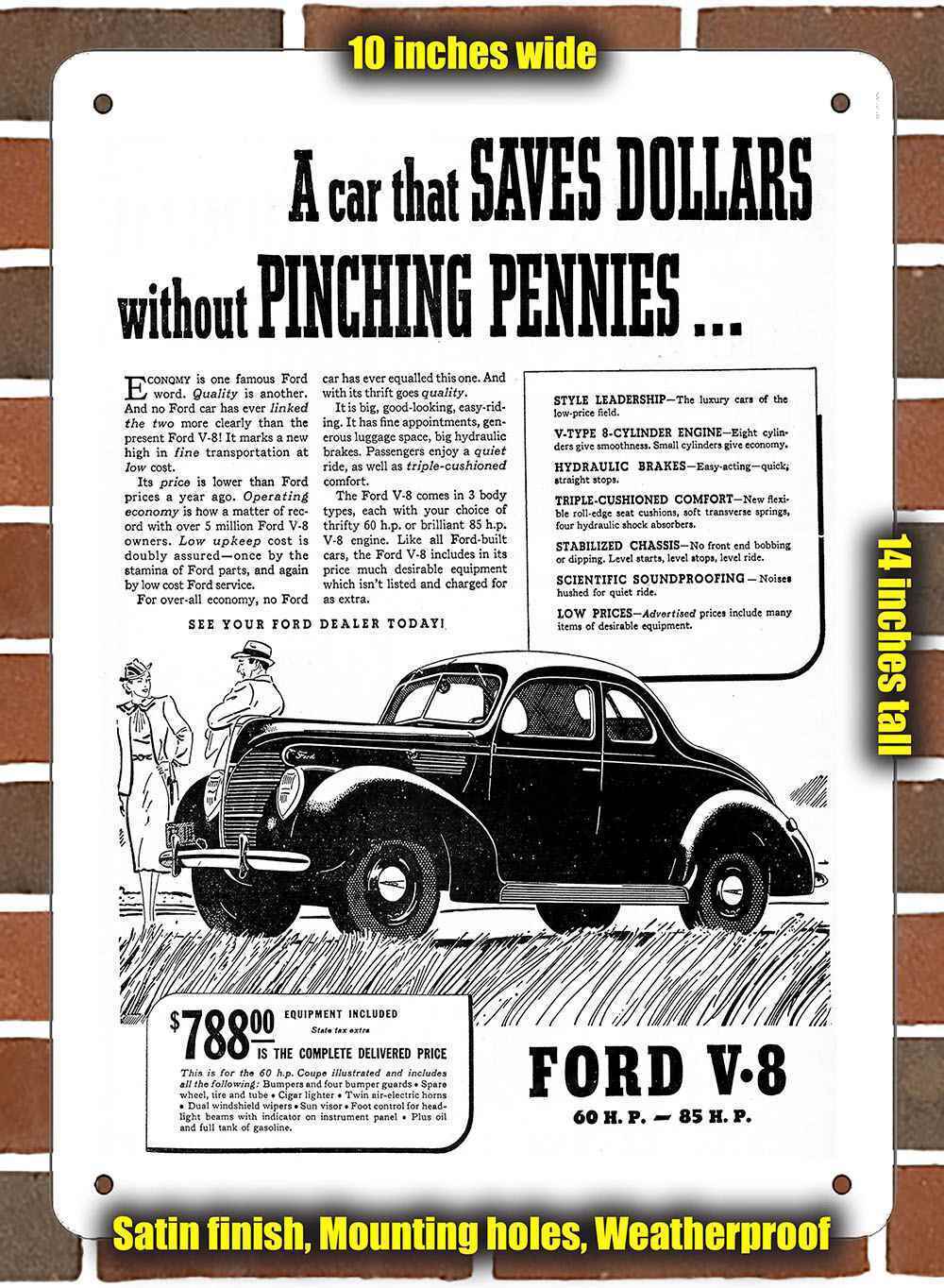Metal Sign - 1939 Ford V-8 Standard Coupe - 10x14 inches