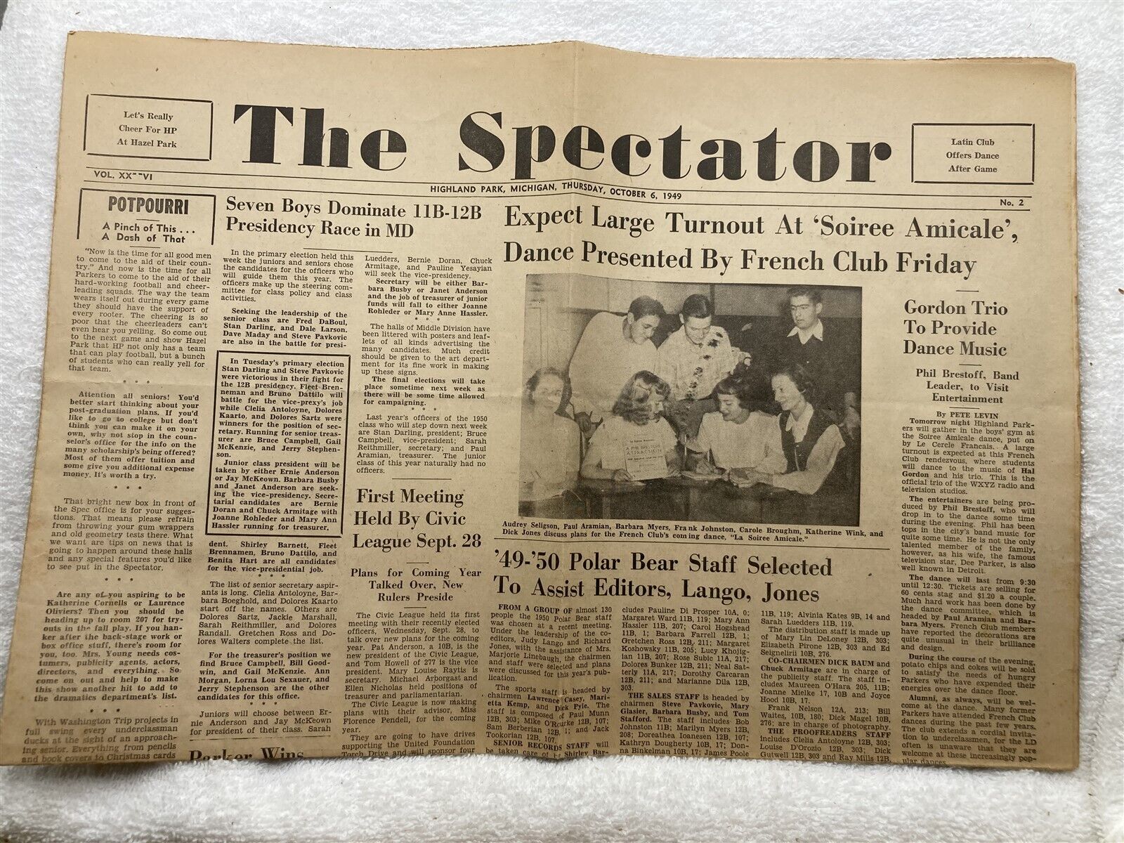 1949 October 6th Highland Park High School Newspaper Detroit MI  Vtg
