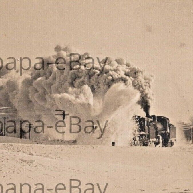1909 RPPC Snow Plow Rotary Train Railroad Storm Sleepy Eye Minnesota Postcard #2