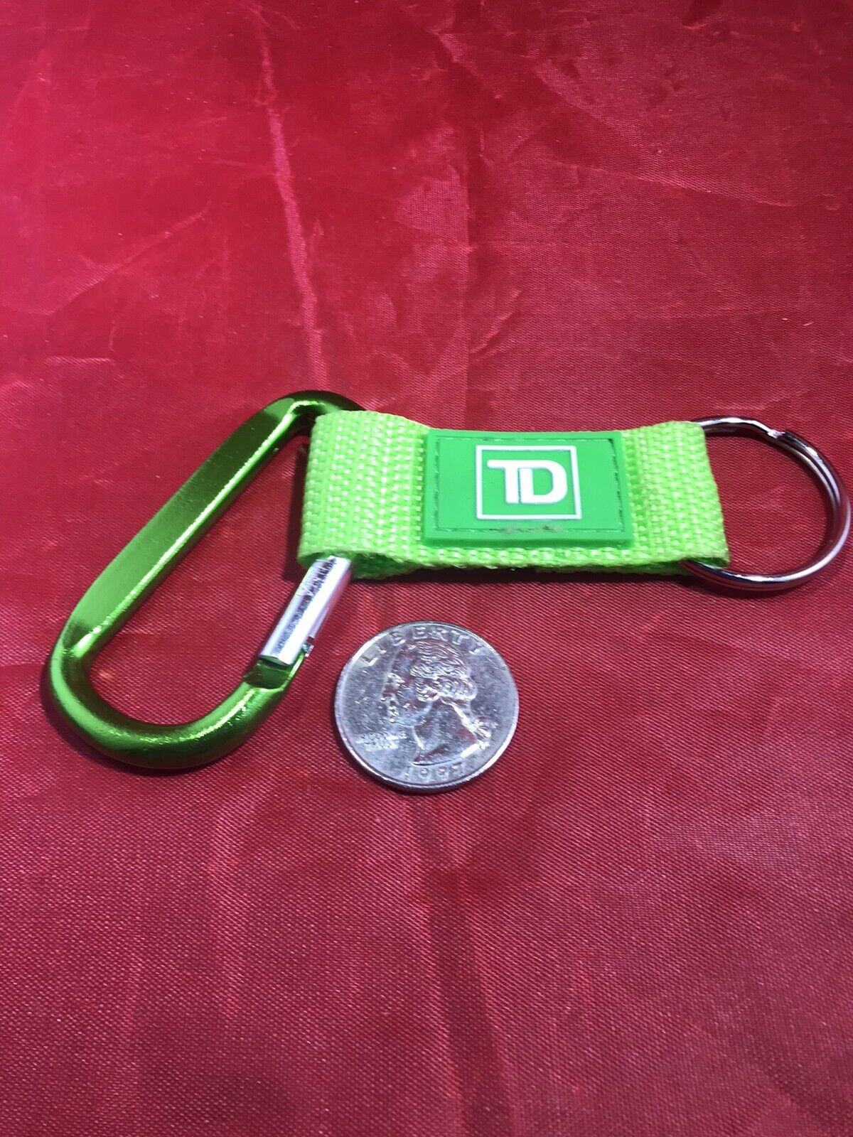 TD Bank Keychain Key Ring Clip Green Promotional