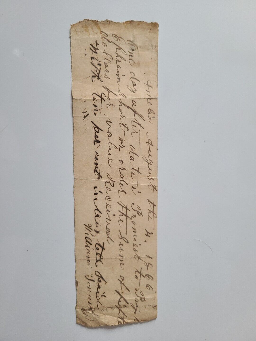1866 Hand-written Promissory Note