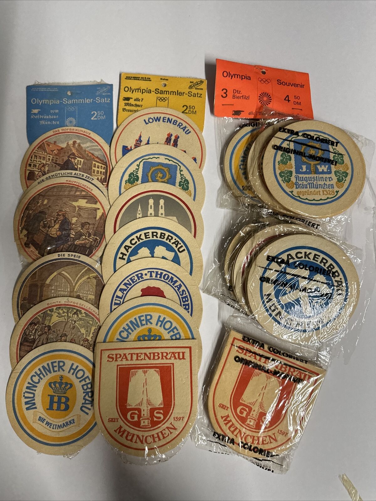 German Beer Coasters VTG Lot - 49 Unused Landmarks 1972 Munich Olympic Souvenirs