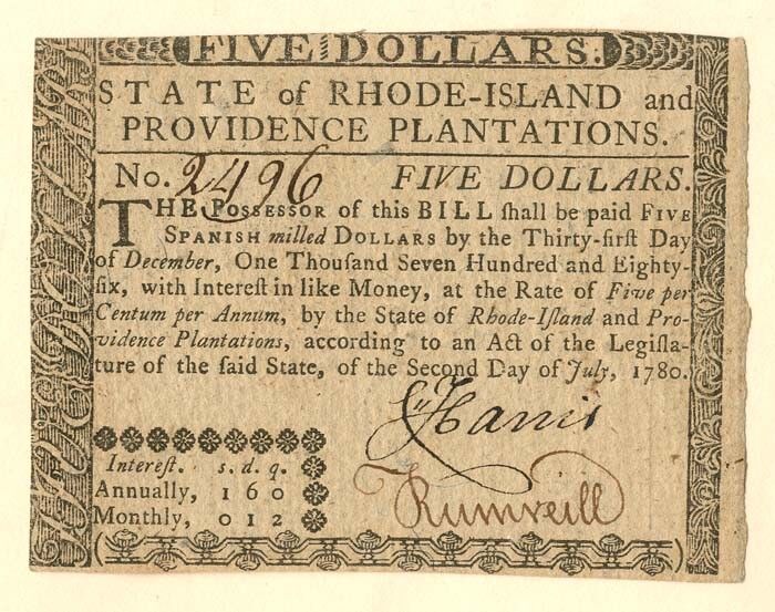 Colonial Currency - FR RI-286 - July 2, 1780 - Paper Money - Paper Money - US - 
