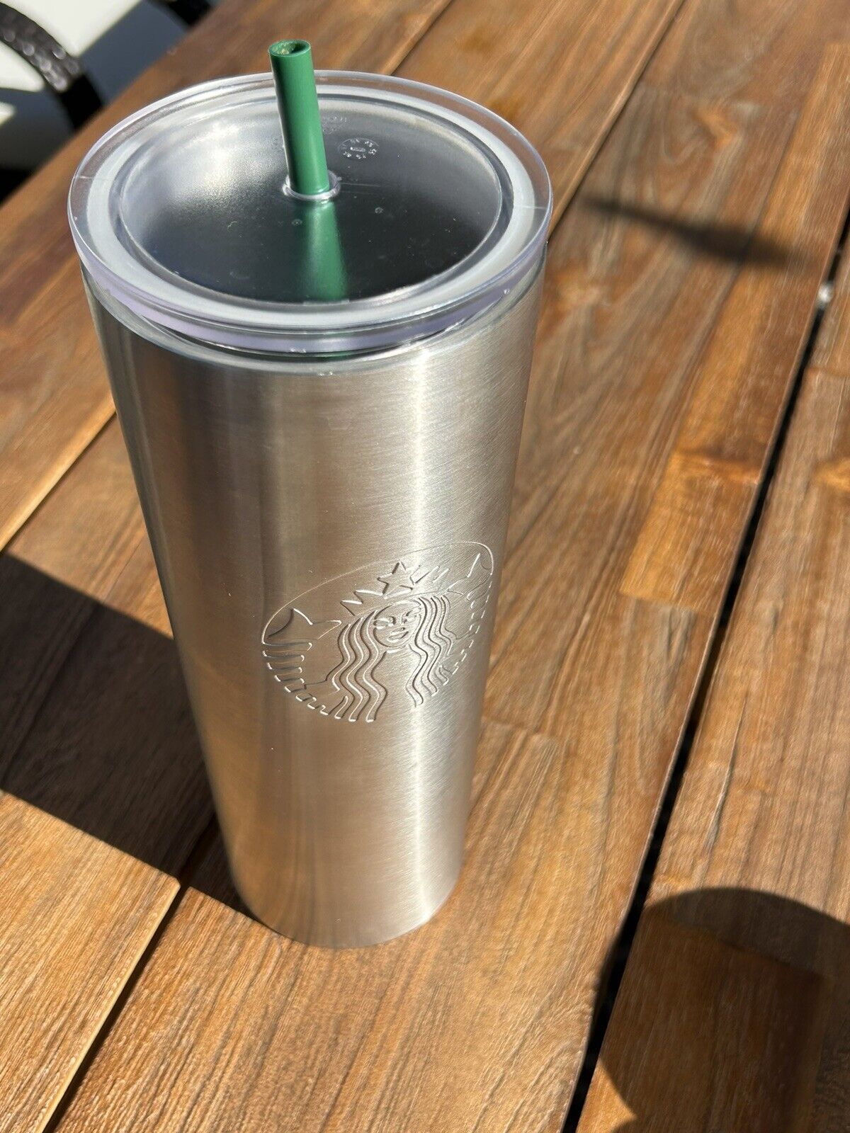 Starbucks Silver Stainless Steel 24 oz Cold  Hot Cup Tumbler with Straw A+ Cond