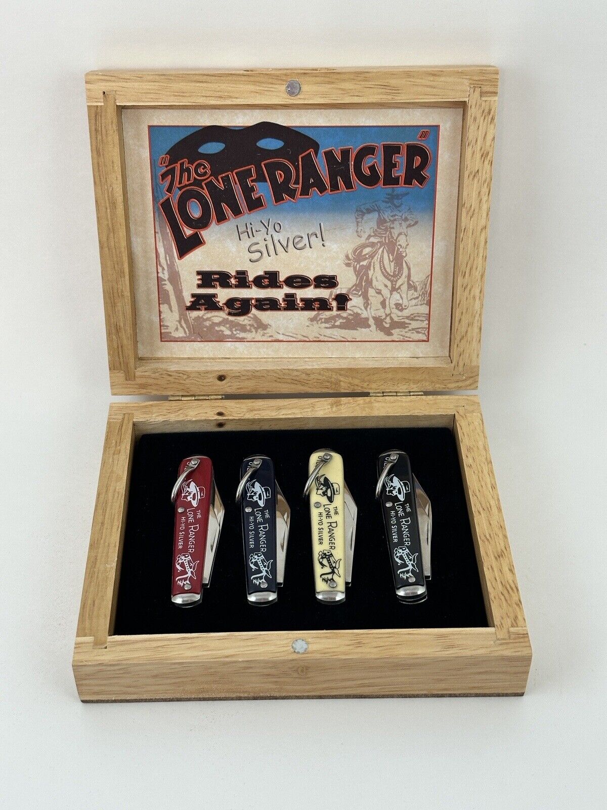 The Lone Ranger Rides Again Pocket Knife Set in Wood Wooden Box