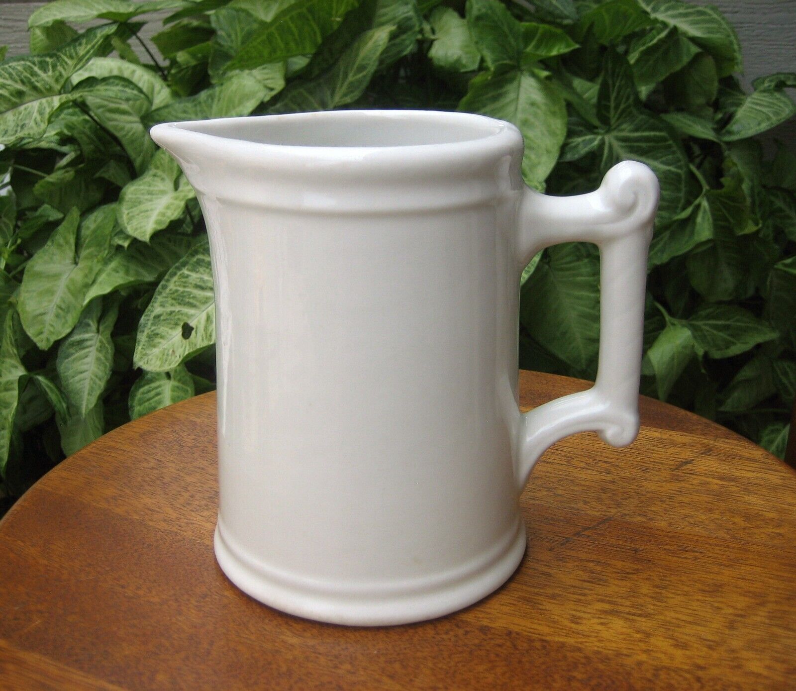Primitive Old 1880\'s USA White Ironstone Porcelain Antique 6.25 in Milk Pitcher