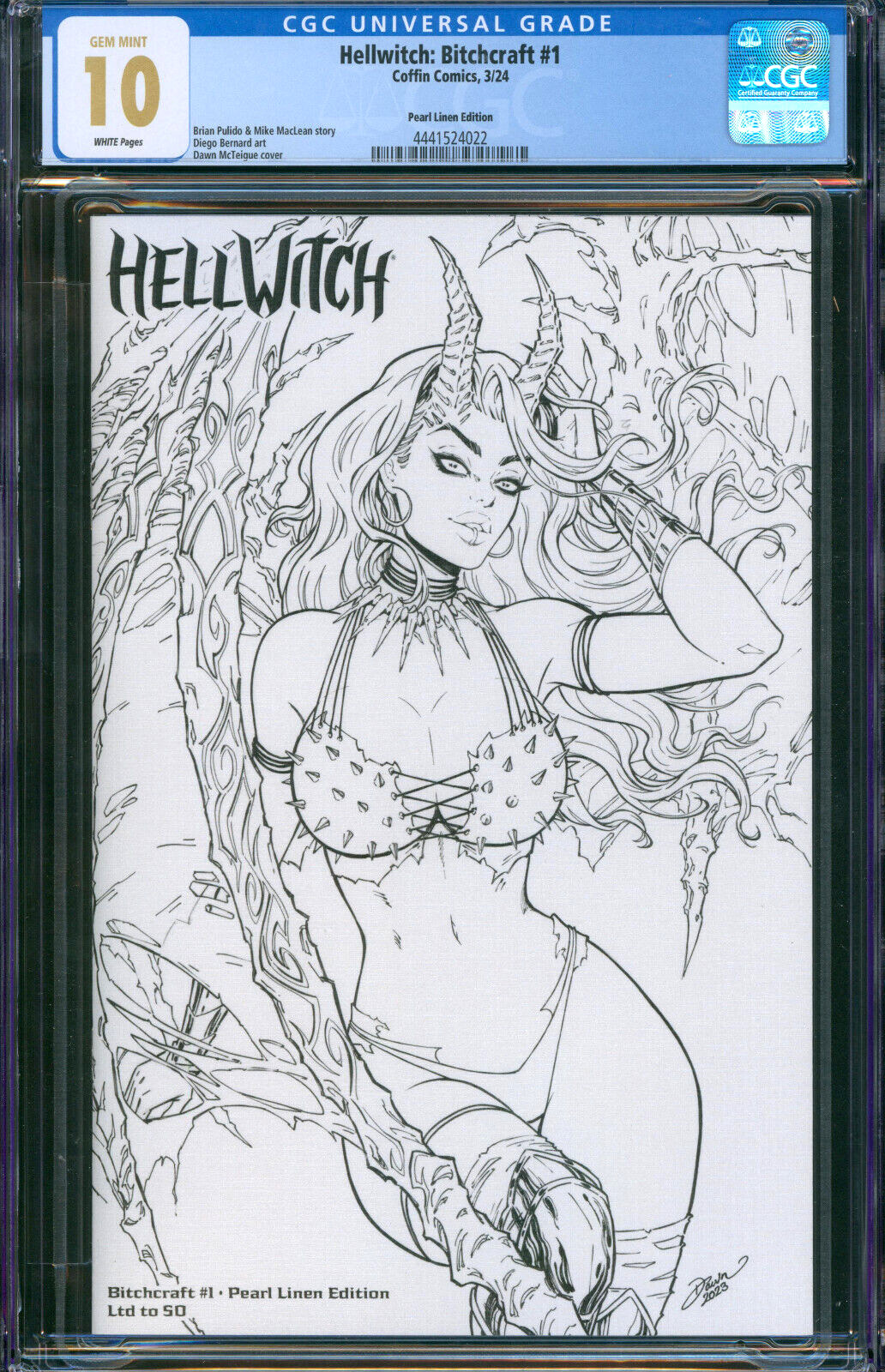 Hellwitch Bitchcraft #1 McTeigue Pearl Linen Ed. Coffin Ltd /50 CGC 10