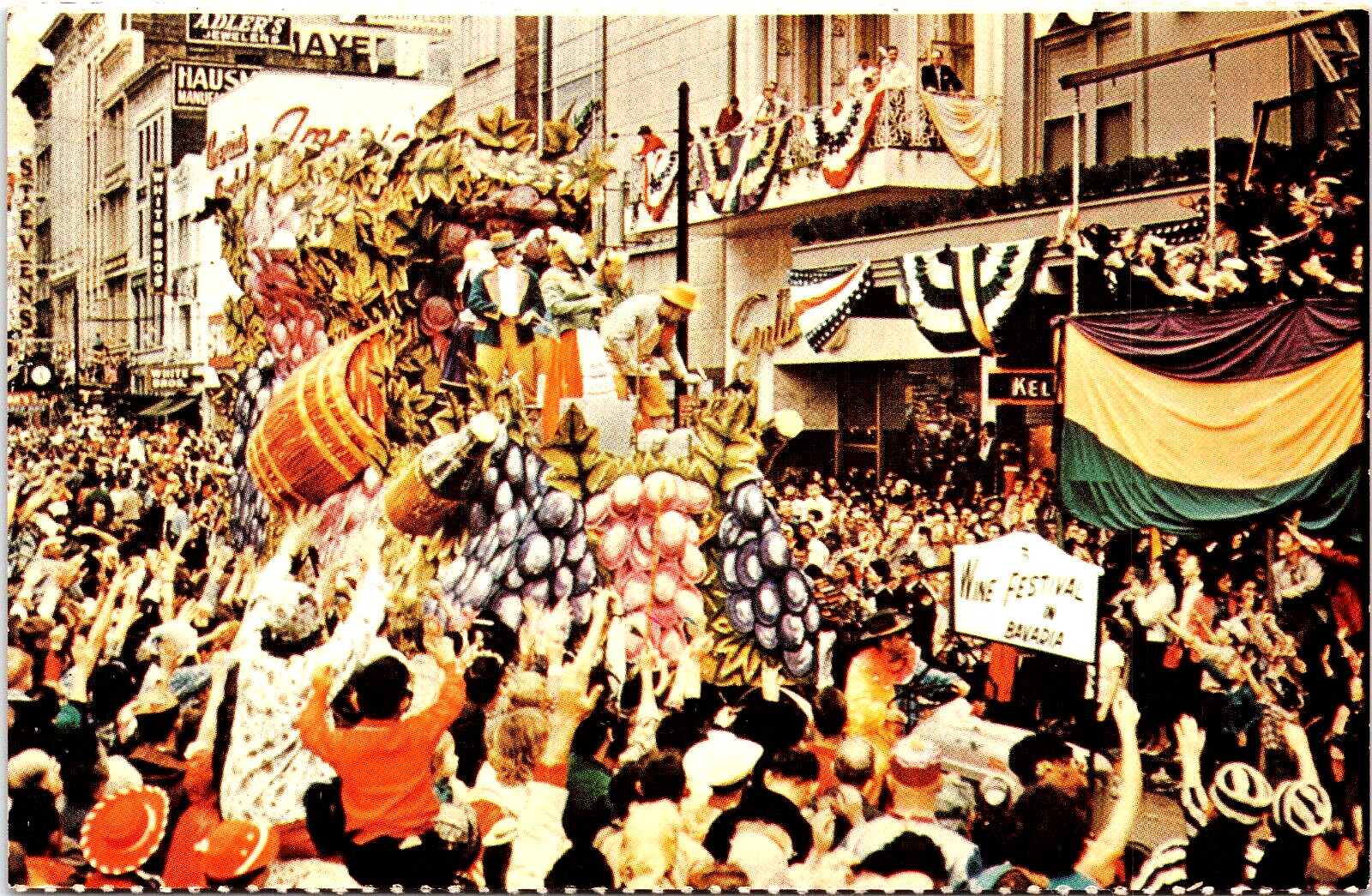 Postcard New Orleans Louisiana Wine Festival Bavaria Float of Mardi Gras