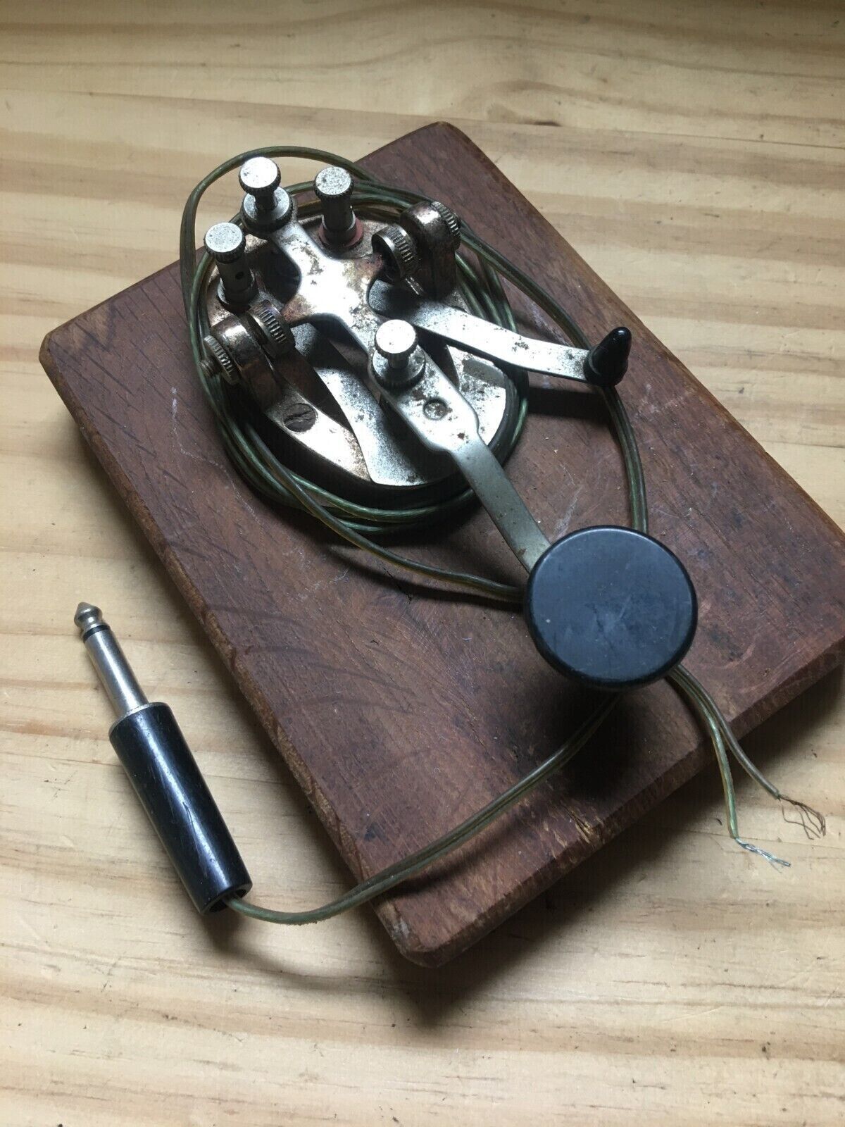 Vintage Morse Code Telegraph Key Keyer w/ cable Steampunk Industrial Decor