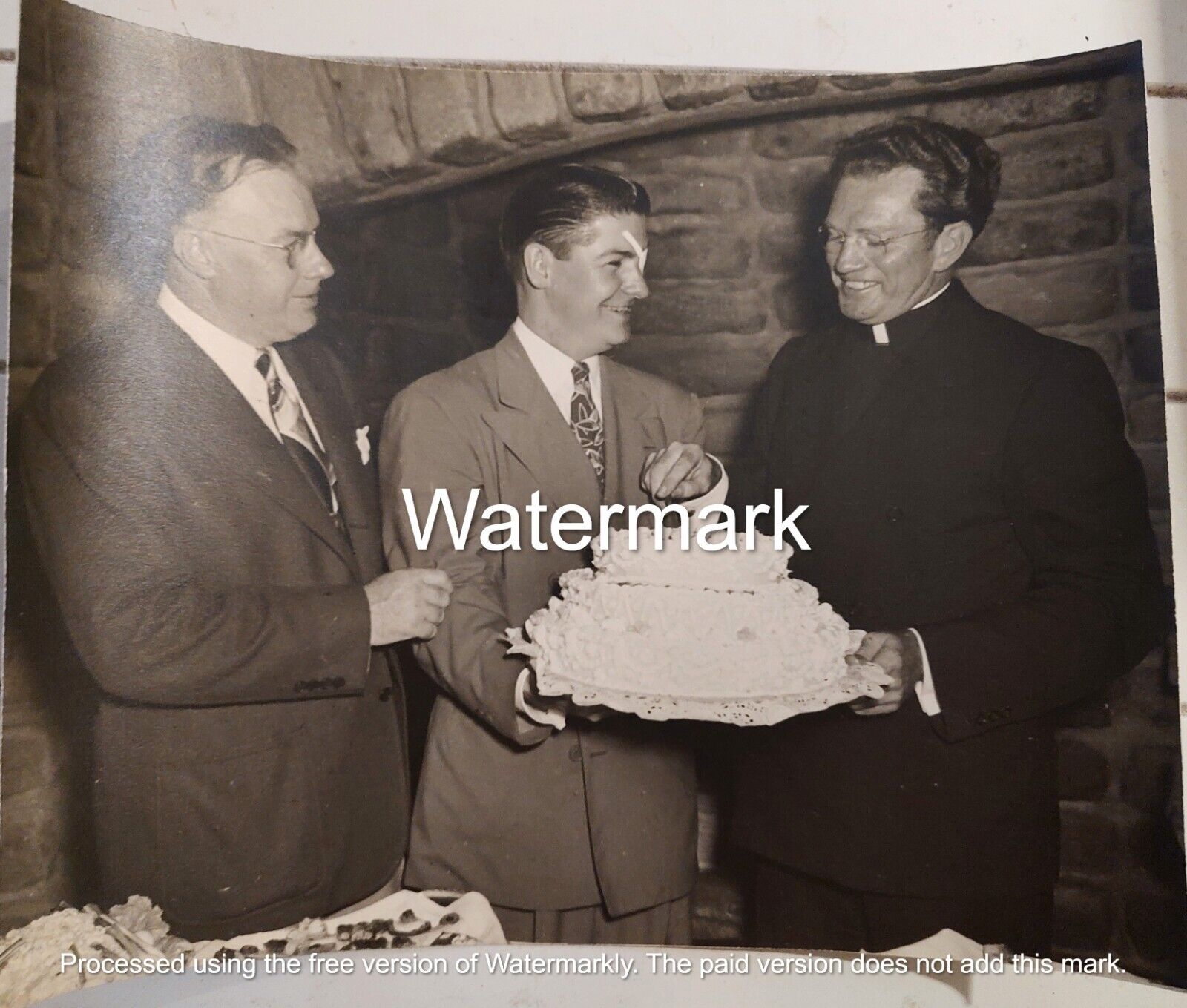 Vintage Original Photo Monsignor James Kelley Seton Hall Birthday Cake 1940s NJ