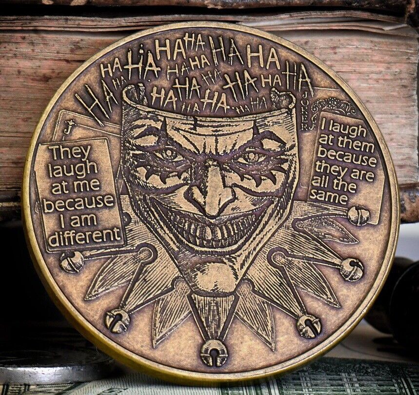 THE JOKER LAUGHS Pocket Carry EDC Challenge Coin in Capsule Antique Bronze RARE