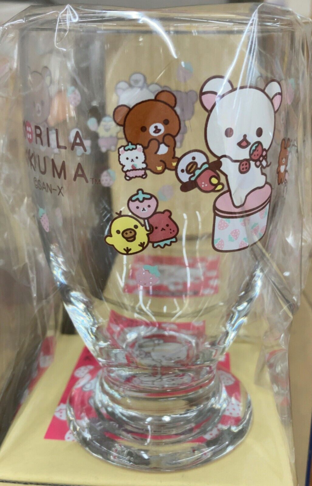 San-X Character Rilakkuma Glass 230ml (Korilakkuma's Strawberry Life) Cup New