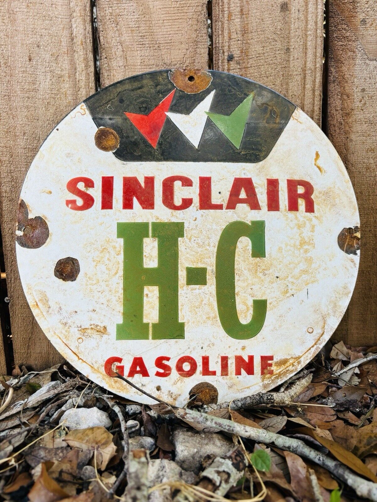 Porcelain Sinclair HC Gasoline Advertising Sign 12 In