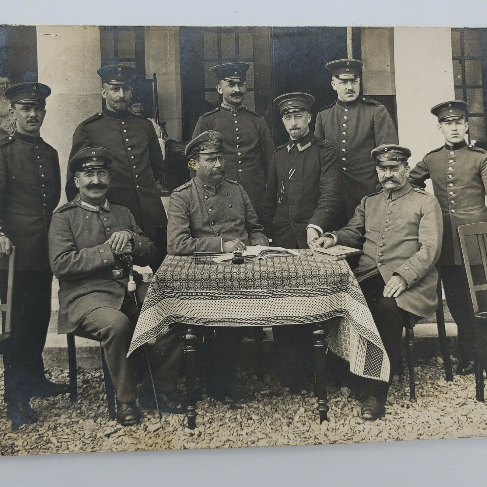 WW1 German soldiers Nurtingen officers original picture postcard uniform 1915