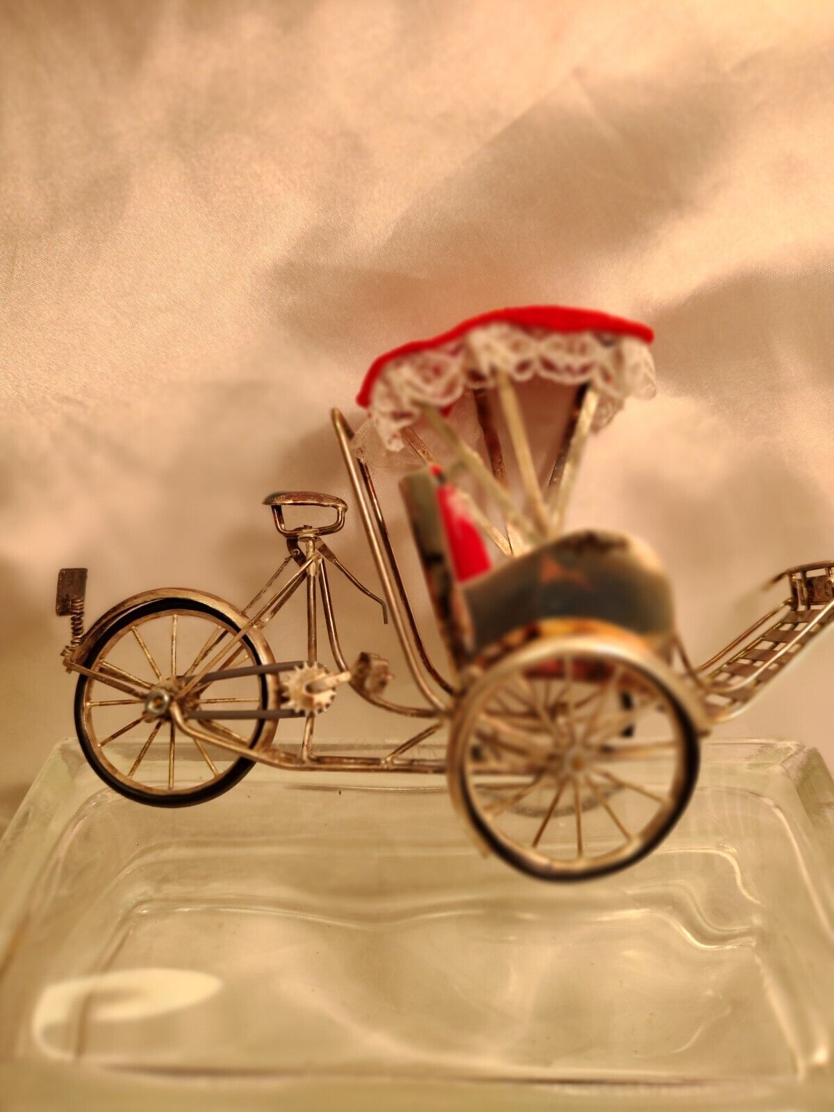999 fine silver Rickshaw/carriage bicycle made in Vietnam excellent condition