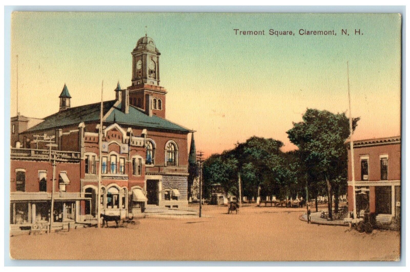 c1910 Tremont Square Exterior Building Claremont New Hampshire Vintage Postcard