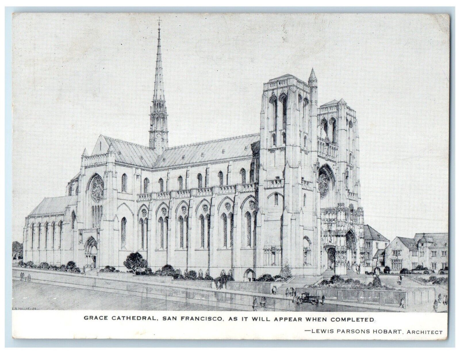 1947 Grace Cathedral Church Exterior San Francisco California Vintage Postcard