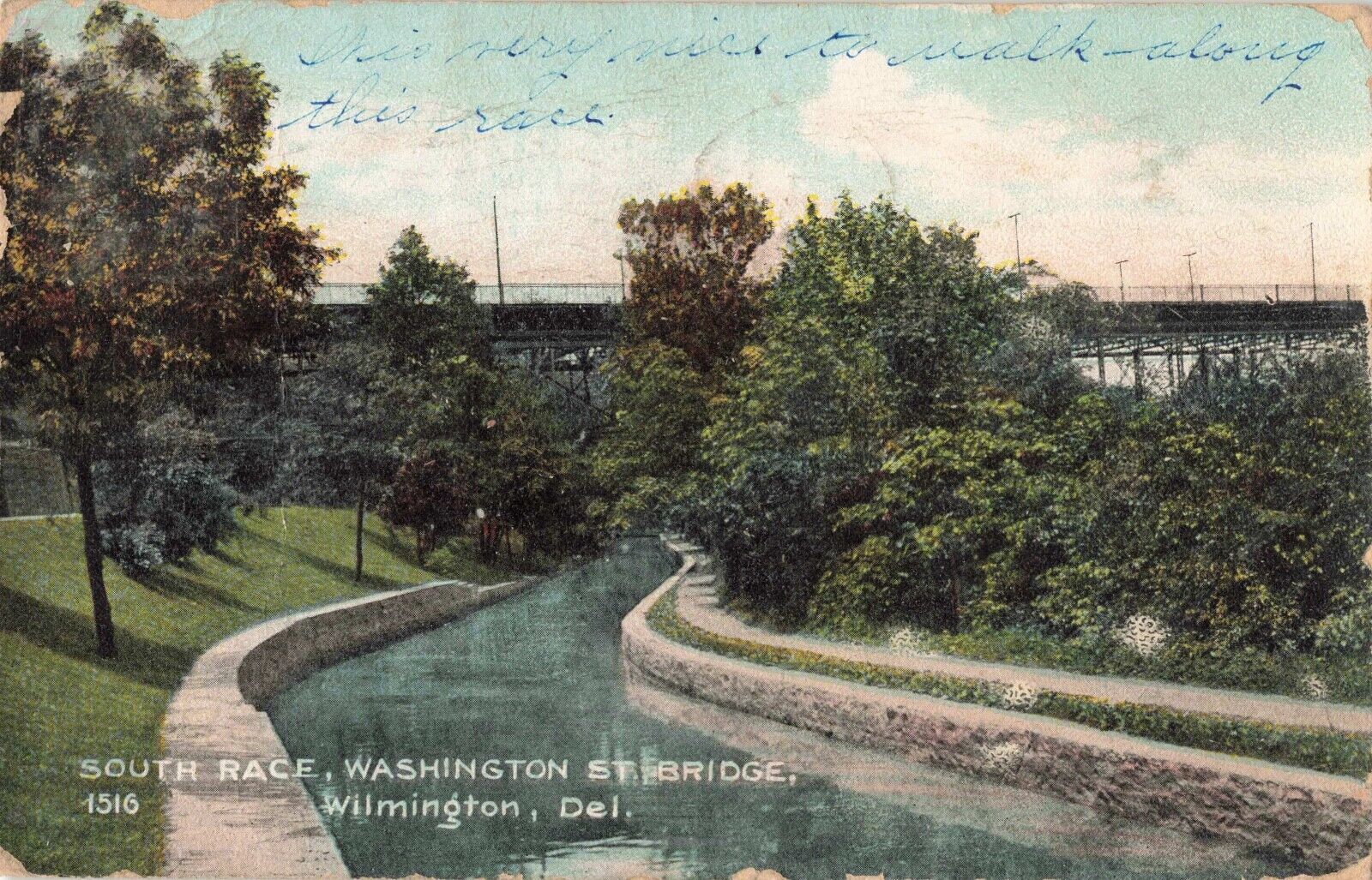 South Race Washington Street Bridge Wilmington Delaware DE 1907 Postcard