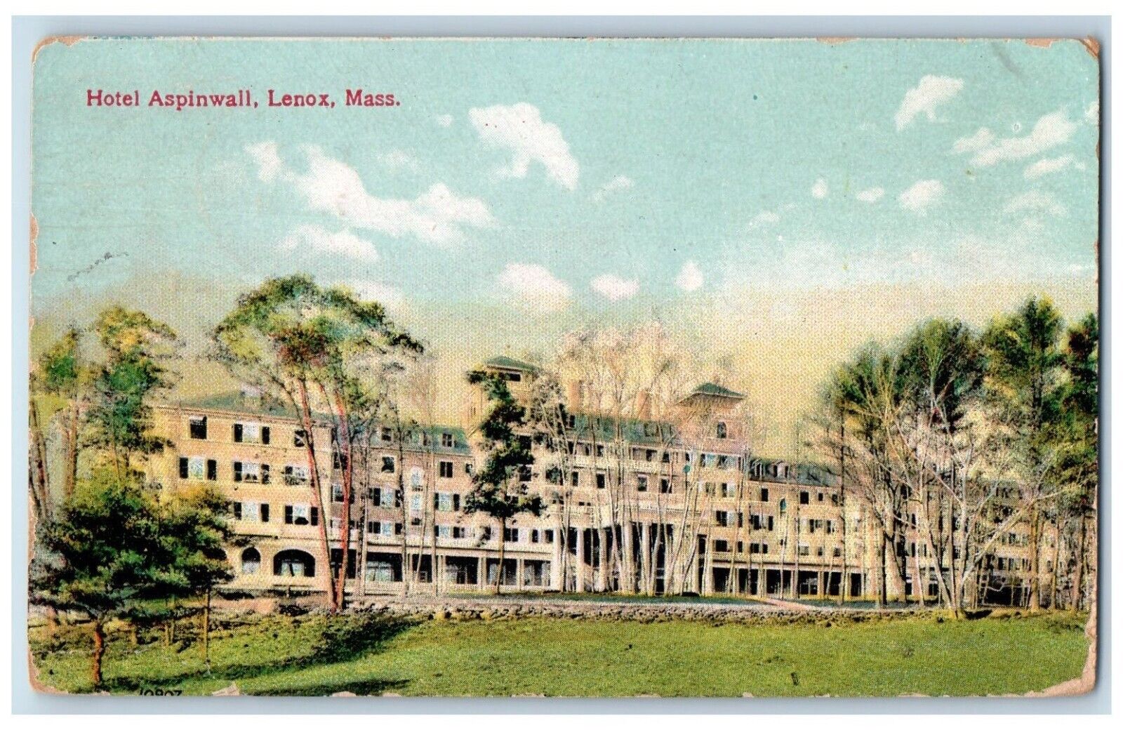 1915 Hotel Aspinwall Building Lenox Massachusetts LEE MA Vintage Postcard