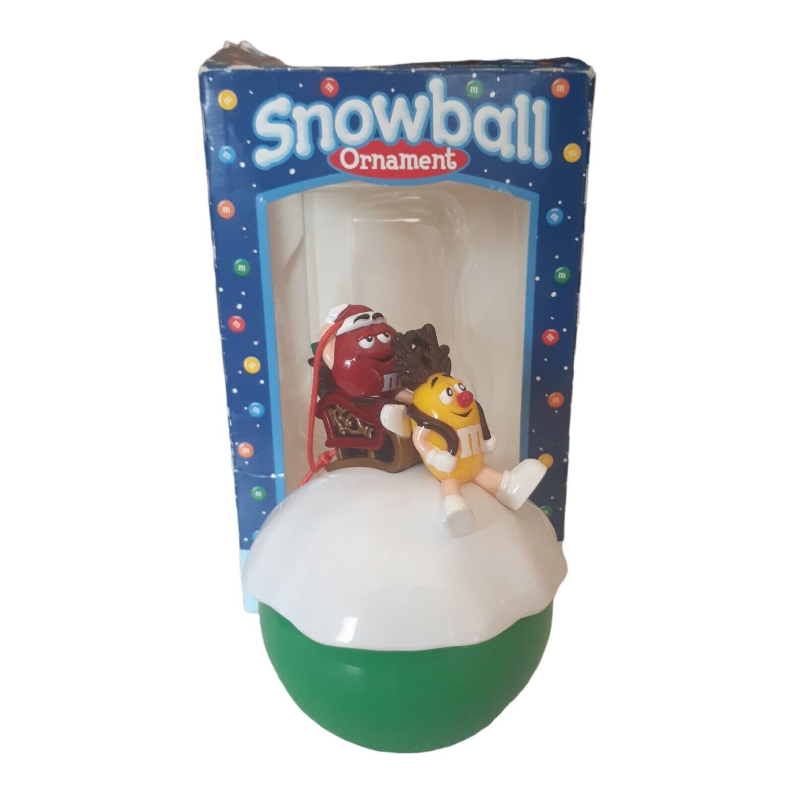 M&Ms Snowball Christmas Ornament Red m&ms Mms Mars Candy Container Sled