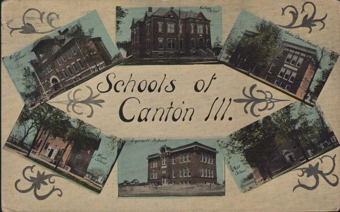 1914    CANTON   Illinois IL    MULTI VIEW  Schools    postcard