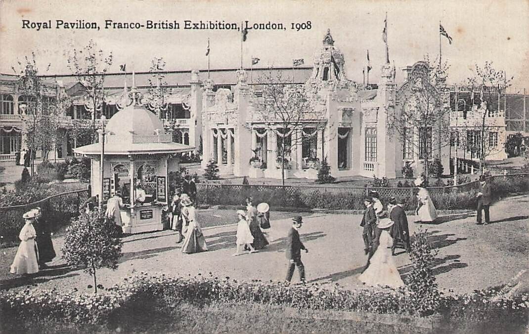 1908 Franco-British Exhibition, original postcard with Exhibition cancel.