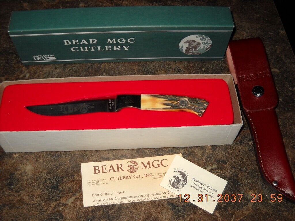 Rare Vintage 1993 Bear MGC NKCA Stag Hunter Knife USA Model 592 NOS